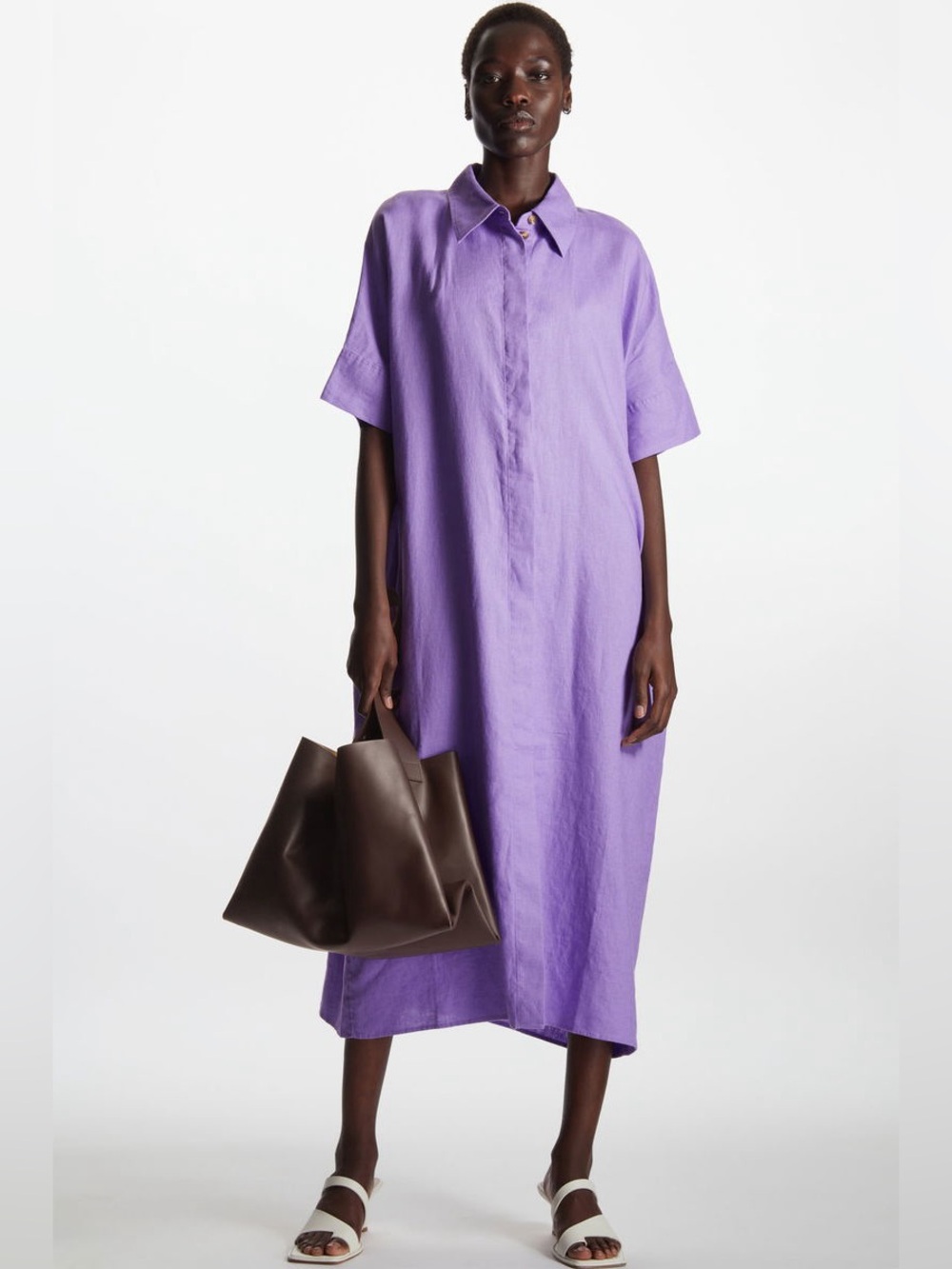 100% Linen COS Relaxed Linen Shirt Dress